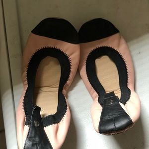Yosi Samra Pink and Black Ballet Shoes